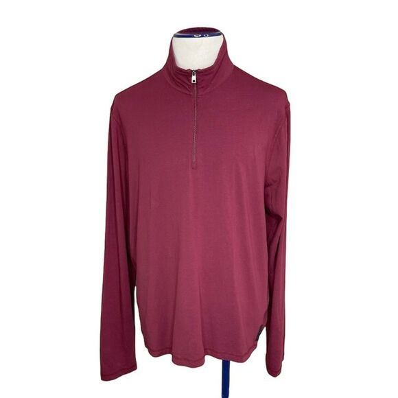 Michael Kors Mens Sweater 2XL Mock Neck Red Half Zip - Picture 14 of 14